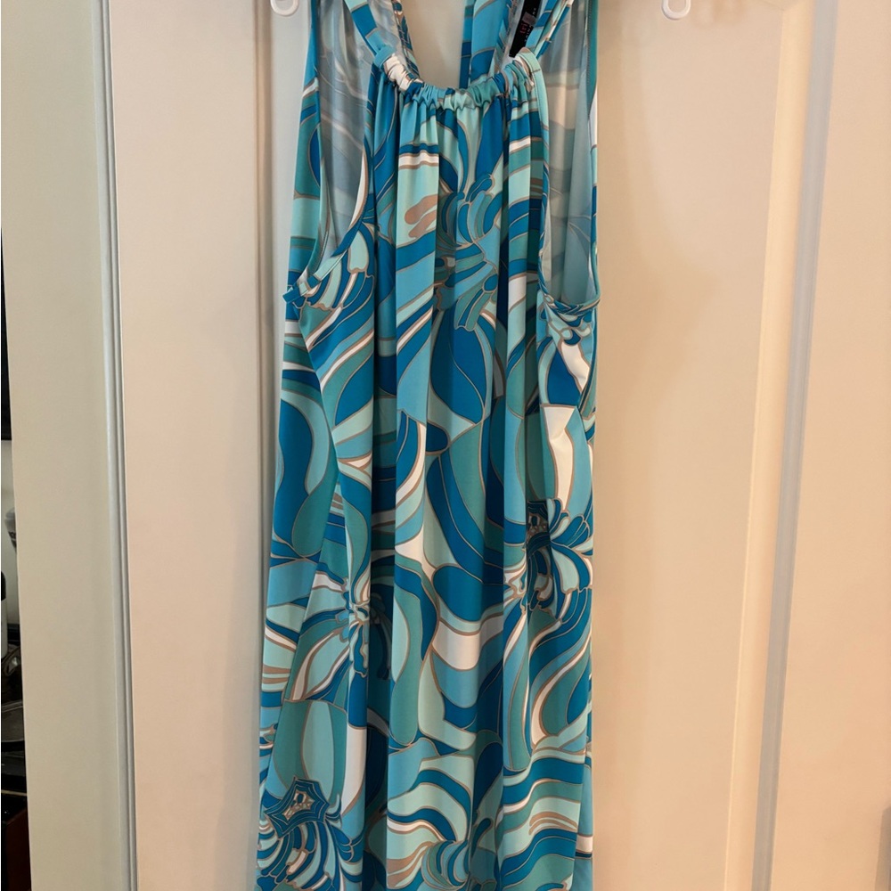 Trina Turk Blue and White Patterned Dress